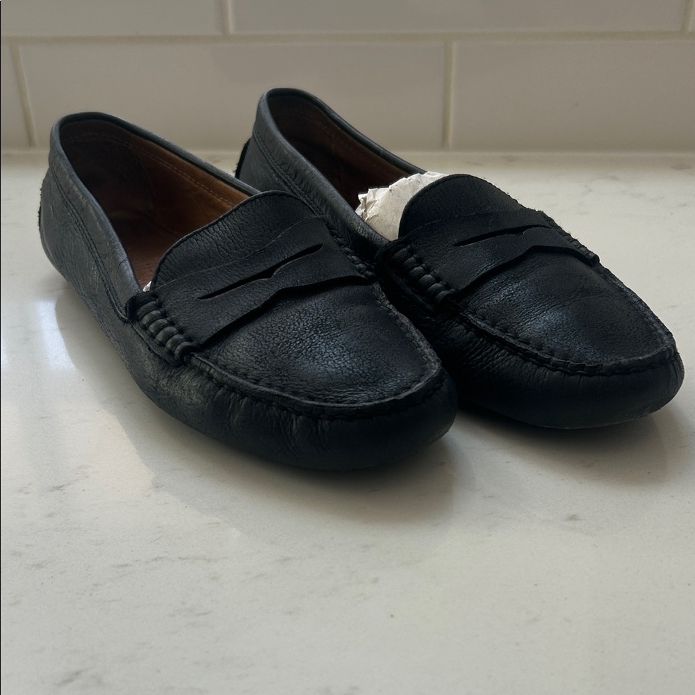 Ralph Lauren Black Leather Penny Loafers Driving Shoes
